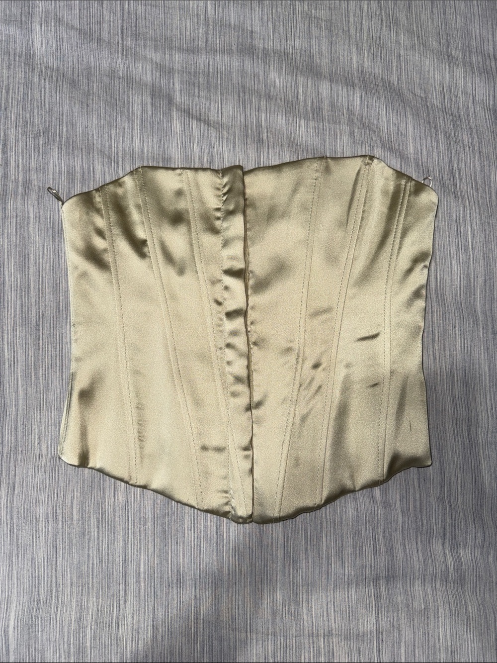 Zara Satin Corset Crop Top in Light Gold